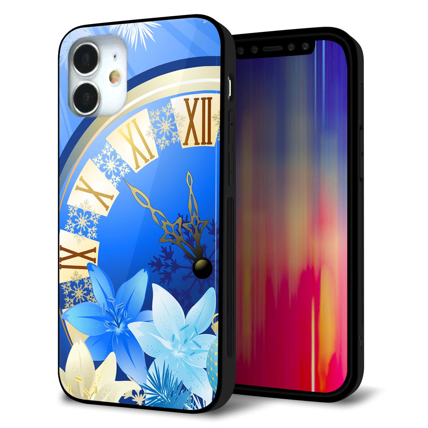 iPhone12 mini 強化ガラス＆TPUスマホケース ガラプリ【601 静寂なる青い時】