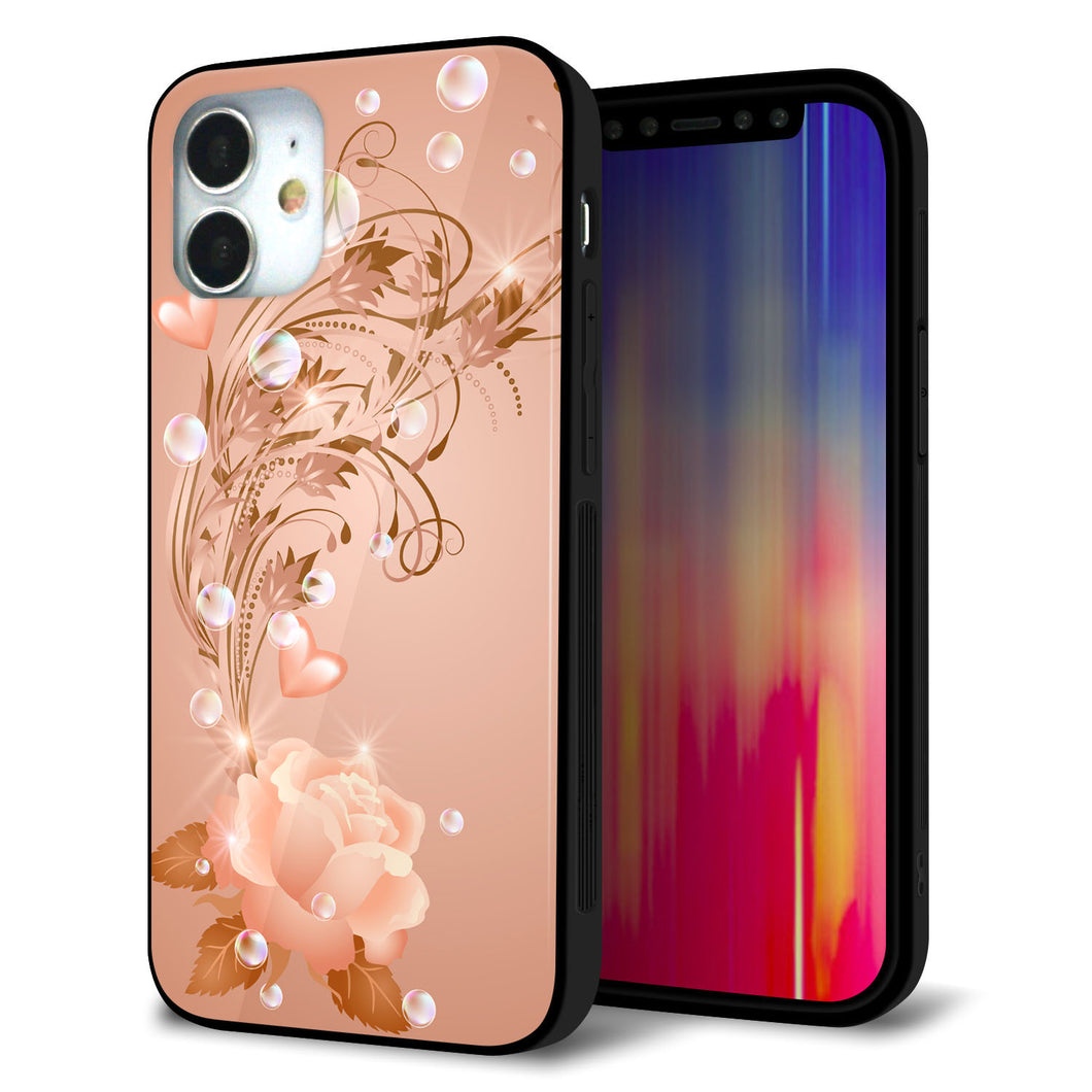 iPhone12 mini 強化ガラス＆TPUスマホケース ガラプリ【1178 ラブリーローズ】