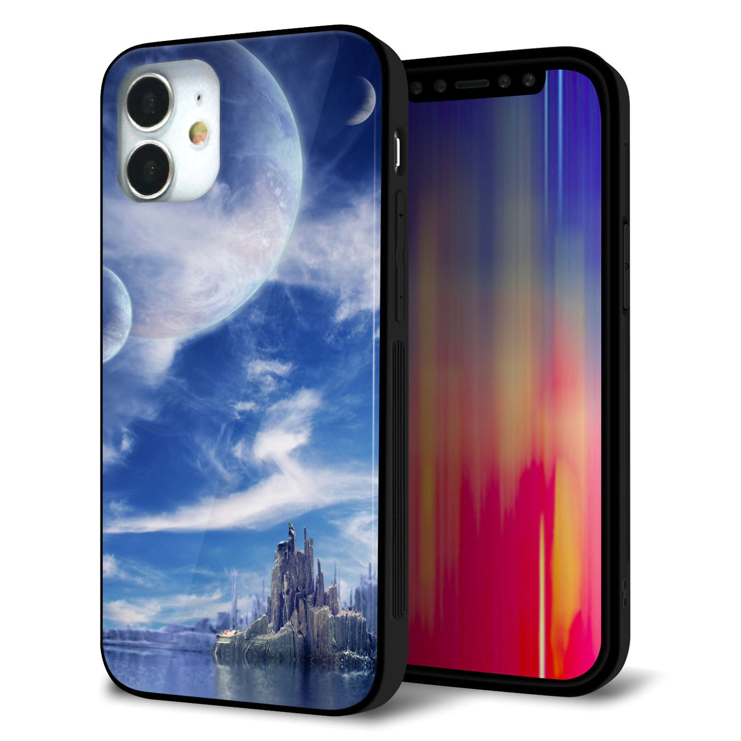 iPhone12 mini 強化ガラス＆TPUスマホケース ガラプリ【1270 広がる宇宙】