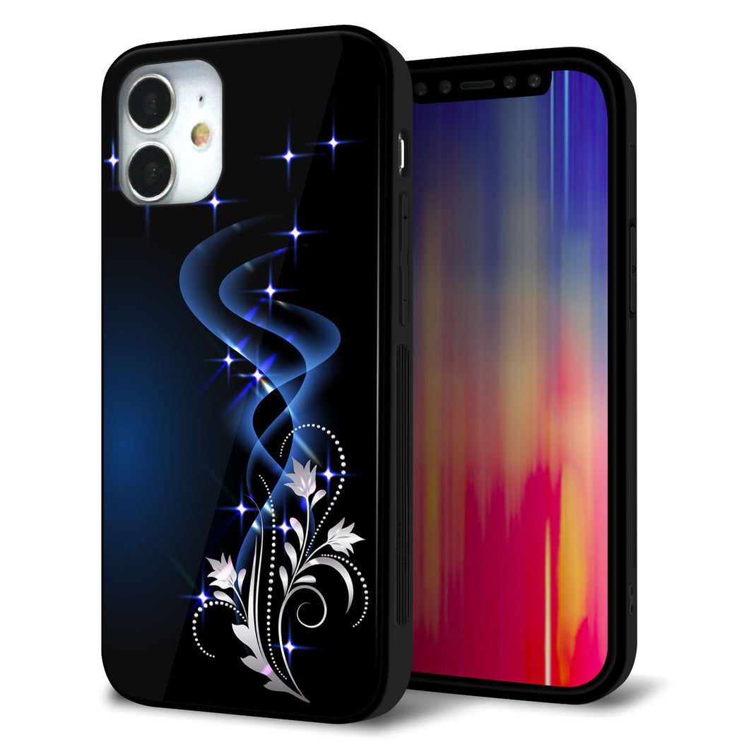 iPhone12 mini 強化ガラス＆TPUスマホケース ガラプリ【1278 華より昇る流れ】