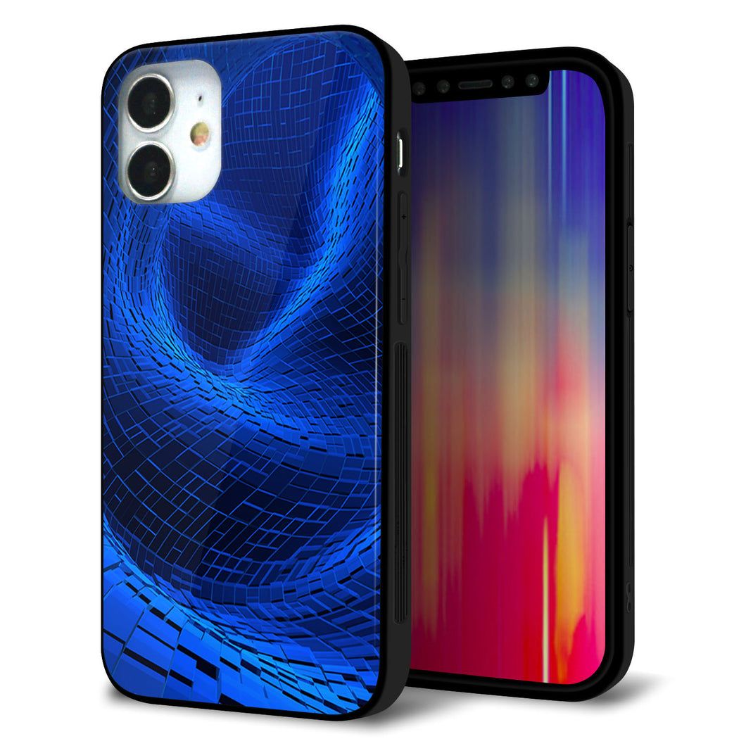 iPhone12 mini 強化ガラス＆TPUスマホケース ガラプリ【1302 ワープブルー】