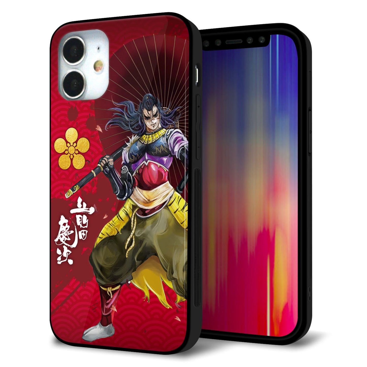 iPhone12 mini 強化ガラス＆TPUスマホケース ガラプリ【AB806 前田慶次 イラストと家紋】