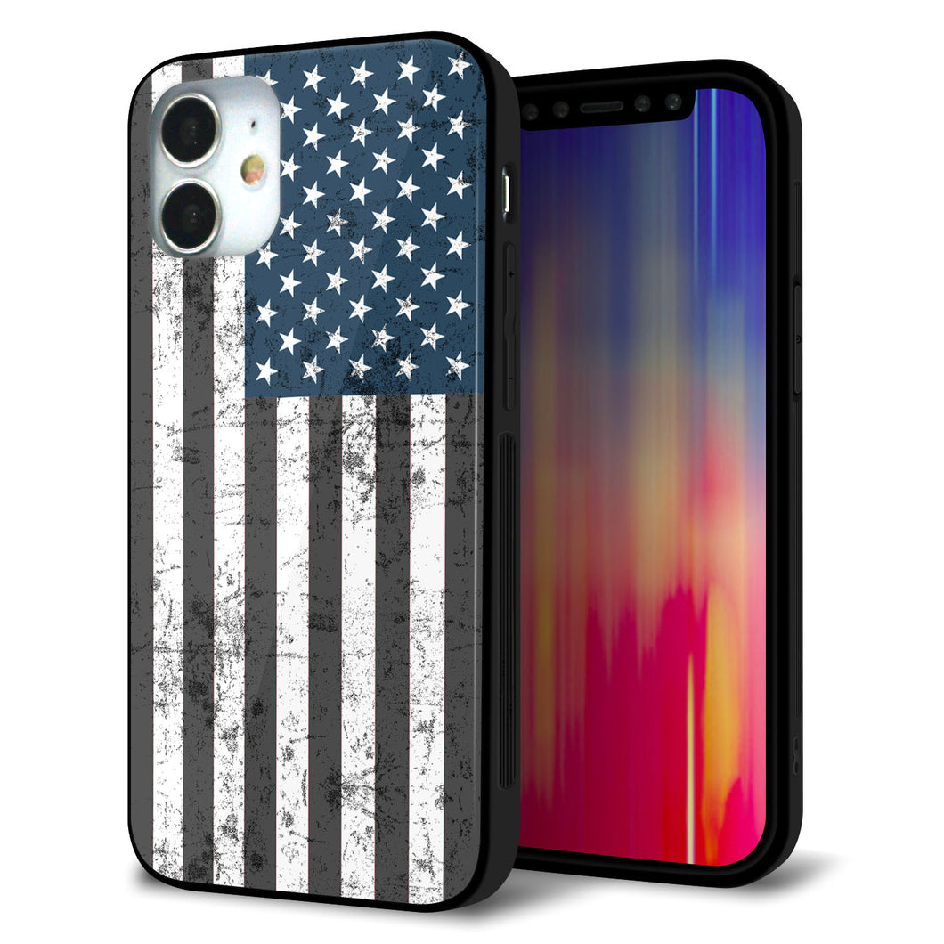 iPhone12 mini 強化ガラス＆TPUスマホケース ガラプリ【EK864 アメリカンフラッグビンテージ】