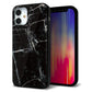iPhone12 mini 強化ガラス＆TPUスマホケース ガラプリ【KM867 大理石BK】