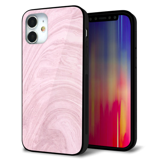 iPhone12 mini 強化ガラス＆TPUスマホケース ガラプリ【KM873 大理石ラベンダー】