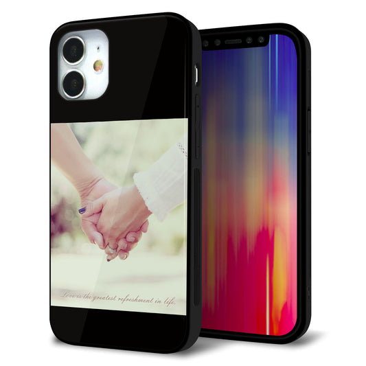 iPhone12 mini 強化ガラス＆TPUスマホケース ガラプリ【KM875 カップル】