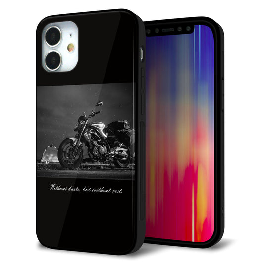iPhone12 mini 強化ガラス＆TPUスマホケース ガラプリ【KM879 バイク】