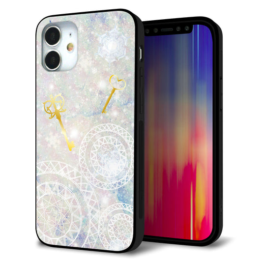 iPhone12 mini 強化ガラス＆TPUスマホケース ガラプリ【KM881 魔法陣と鍵】