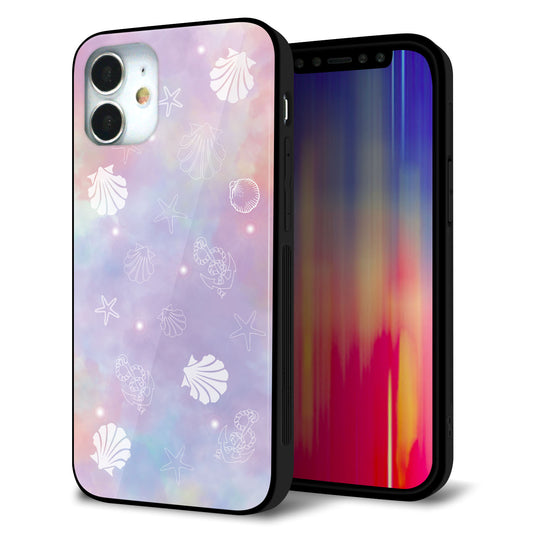 iPhone12 mini 強化ガラス＆TPUスマホケース ガラプリ【KM883 シェル柄】