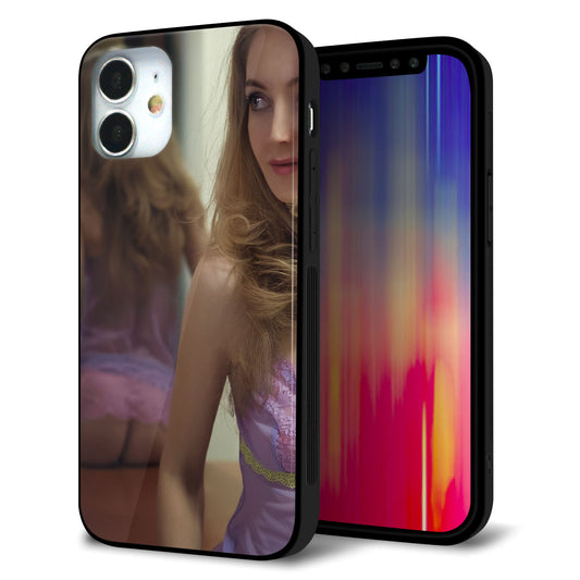 iPhone12 mini 強化ガラス＆TPUスマホケース ガラプリ【KM886 ミラー】