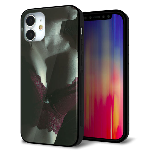 iPhone12 mini 強化ガラス＆TPUスマホケース ガラプリ【KM887 ランジェリー】