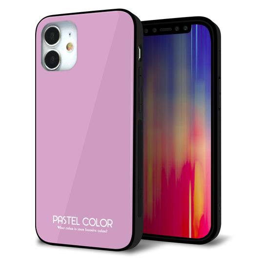 iPhone12 mini 強化ガラス＆TPUスマホケース ガラプリ【KM901 パステルカラー(パステルラベンダー)】