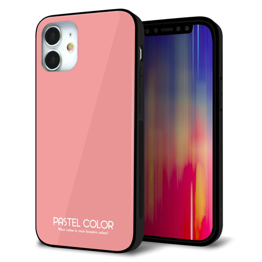 iPhone12 mini 強化ガラス＆TPUスマホケース ガラプリ【KM902 パステルカラー(パステルレッド)】