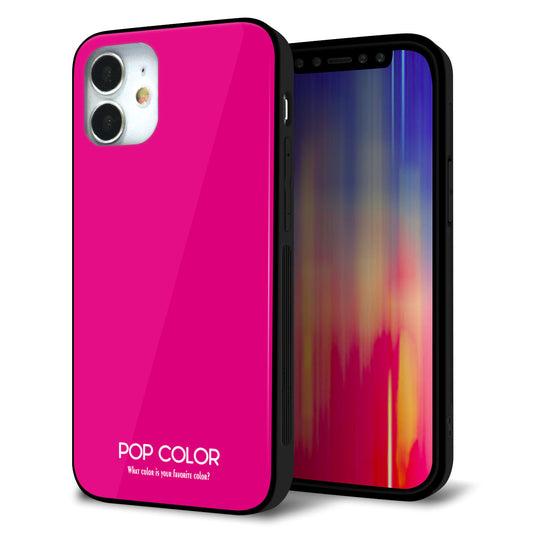 iPhone12 mini 強化ガラス＆TPUスマホケース ガラプリ【KM910 ポップカラー(ピンク)】
