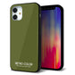 iPhone12 mini 強化ガラス＆TPUスマホケース ガラプリ【KM916 レトロカラー(カーキ)】