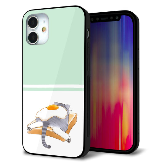 iPhone12 mini 強化ガラス＆TPUスマホケース ガラプリ【KM960 目玉焼き】