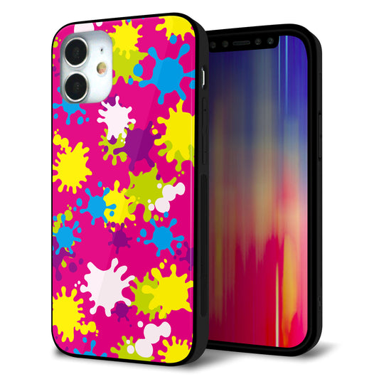 iPhone12 mini 強化ガラス＆TPUスマホケース ガラプリ【MA876 ペイントピンク】