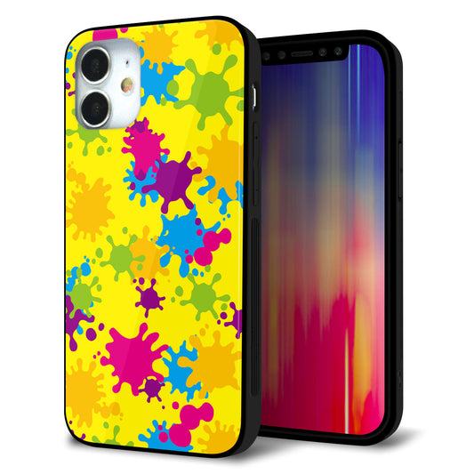 iPhone12 mini 強化ガラス＆TPUスマホケース ガラプリ【MA879 ペイントイエロー】