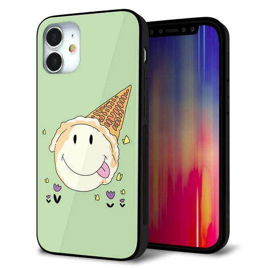 iPhone12 mini 強化ガラス＆TPUスマホケース ガラプリ【MA902 アイスクリーム】