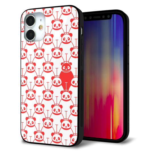 iPhone12 mini 強化ガラス＆TPUスマホケース ガラプリ【MA913 パターン パンダ】