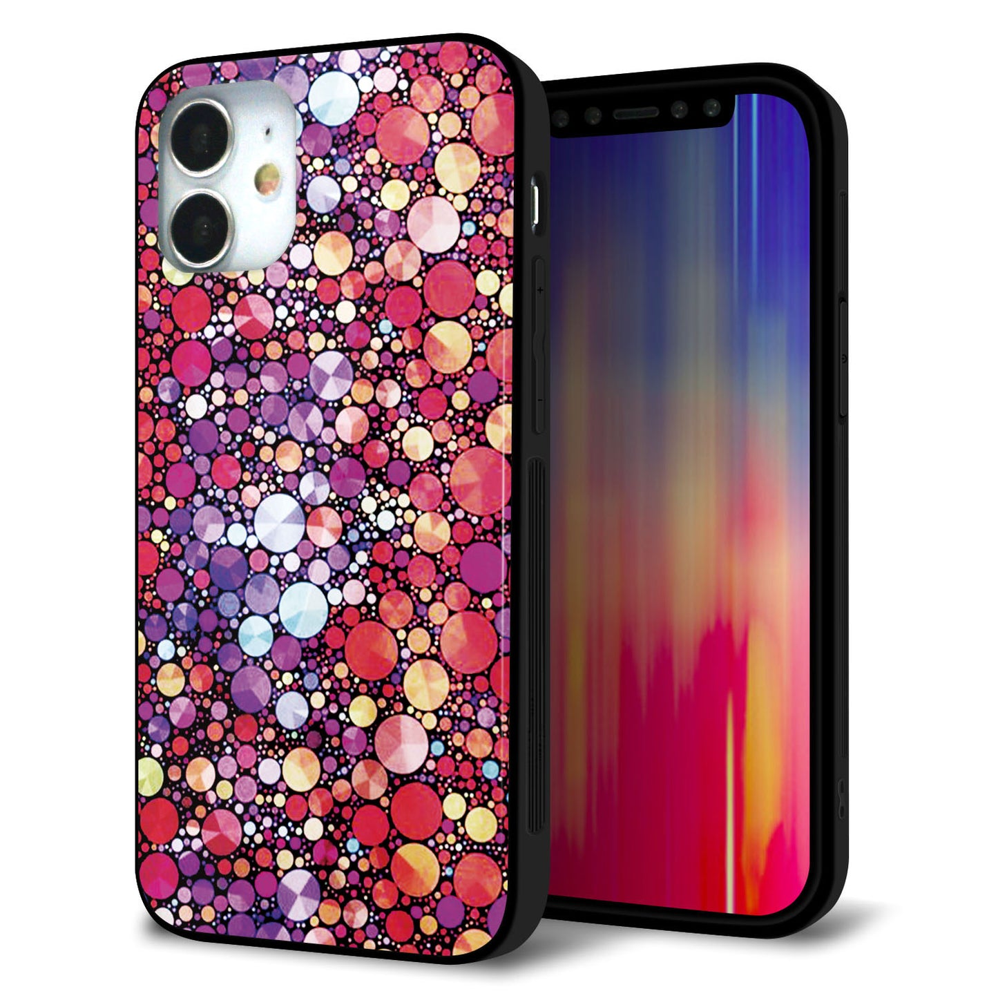 iPhone12 mini 強化ガラス＆TPUスマホケース ガラプリ【MA954 パターン柄 B】