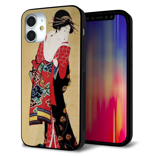 iPhone12 mini 強化ガラス＆TPUスマホケース ガラプリ【MA965 花魁 A】