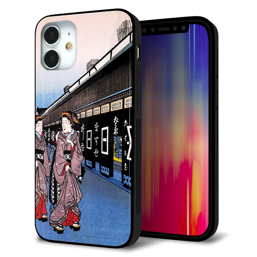iPhone12 mini 強化ガラス＆TPUスマホケース ガラプリ【MA966 花魁 B】