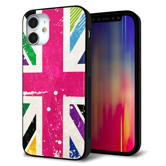 iPhone12 mini 強化ガラス＆TPUスマホケース ガラプリ【SC806 ユニオンジャック ピンクビンテージ】