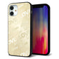 iPhone12 mini 強化ガラス＆TPUスマホケース ガラプリ【SC840 エンボス風LOVEリンク（ヌーディーベージュ）】