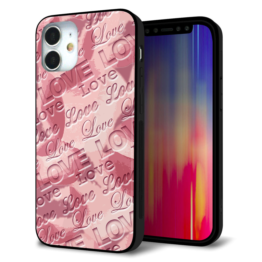 iPhone12 mini 強化ガラス＆TPUスマホケース ガラプリ【SC844 フラワーヴェルニLOVE（ローズヴェルール）】