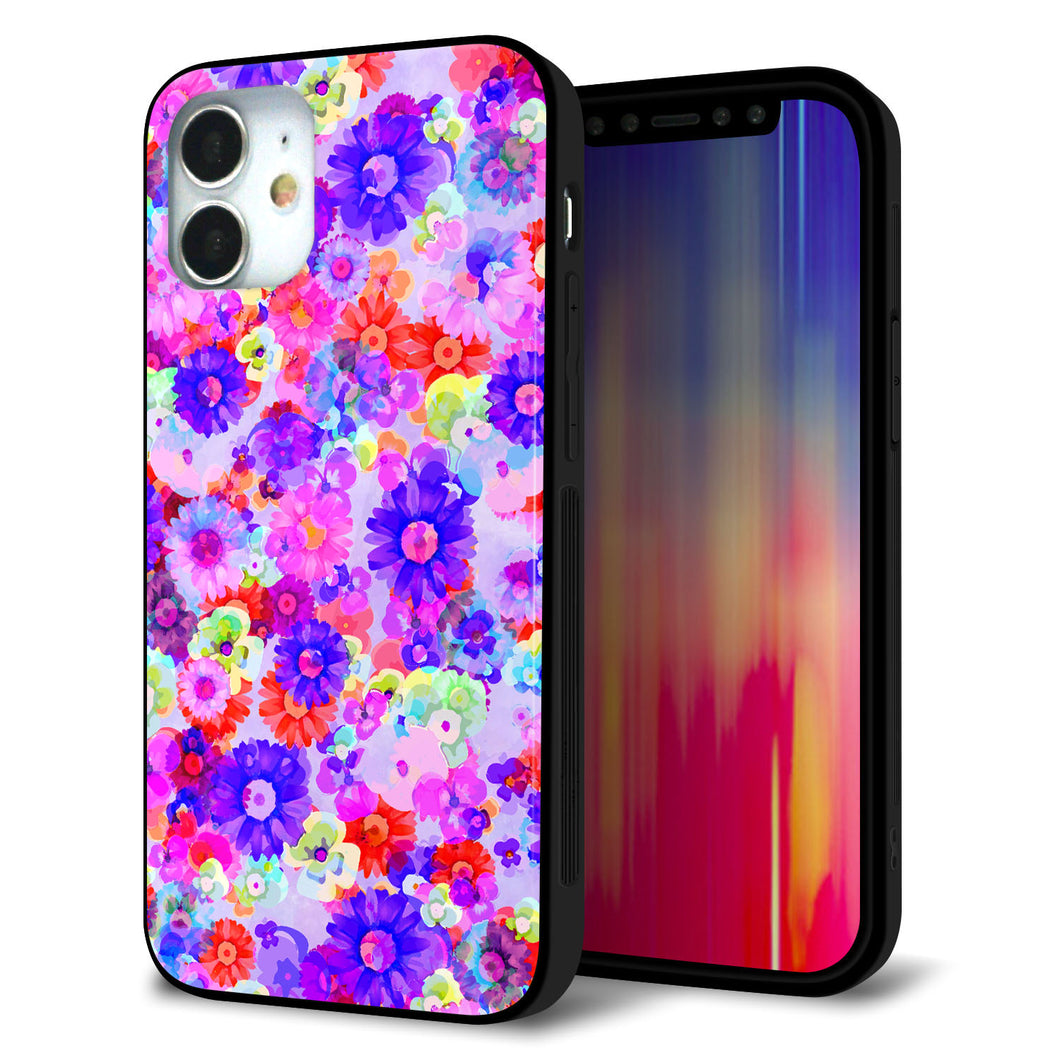 iPhone12 mini 強化ガラス＆TPUスマホケース ガラプリ【SC868 リバティプリント フルールドパルファン（パープル）】