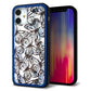 iPhone12 mini 強化ガラス＆TPUスマホケース ガラプリ【SC906 ガーデンバタフライ ブルー】