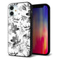 iPhone12 mini 強化ガラス＆TPUスマホケース ガラプリ【SC914 花柄モノトーン 03】