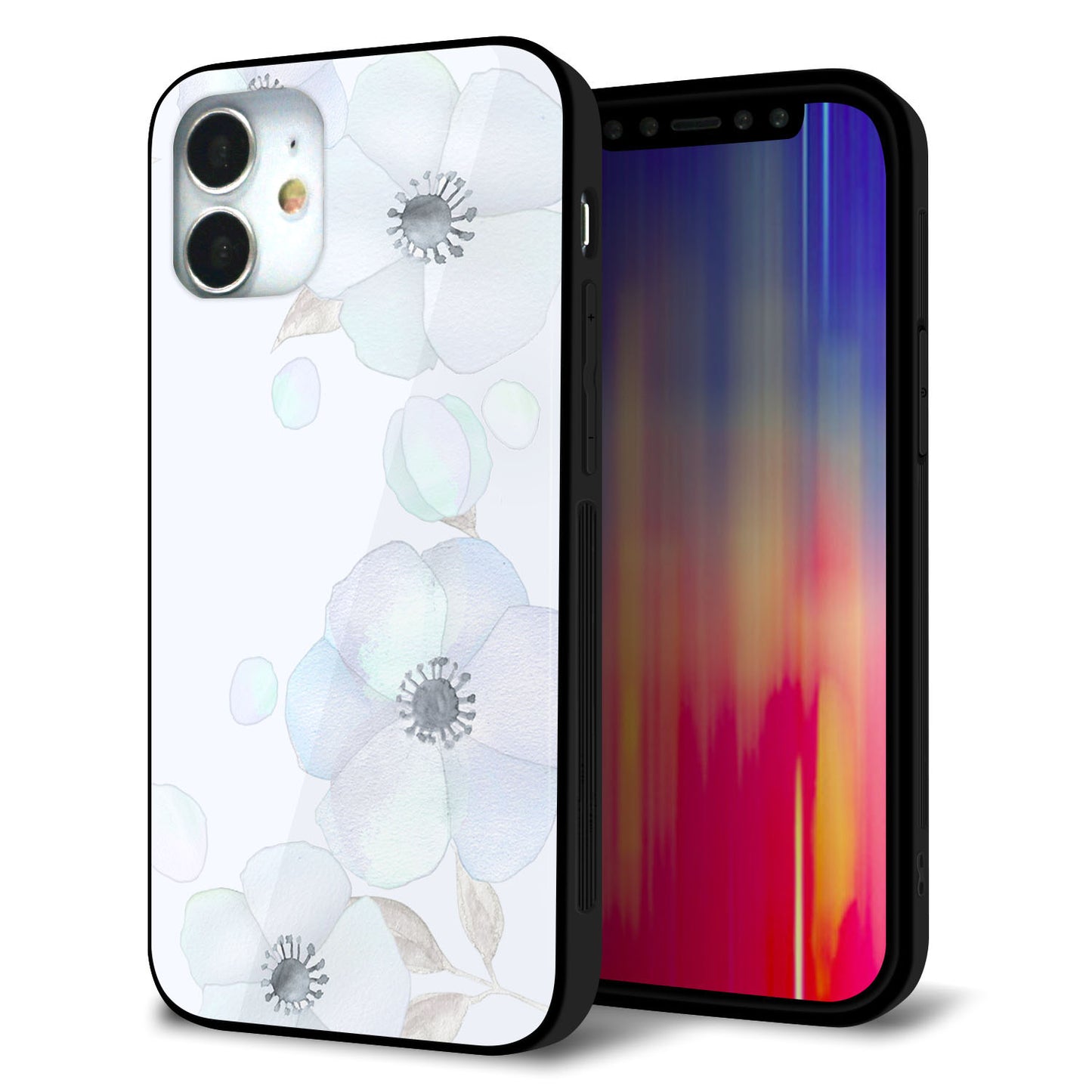 iPhone12 mini 強化ガラス＆TPUスマホケース ガラプリ【SC951 ドゥ・フルール（エンジェルブルー）】