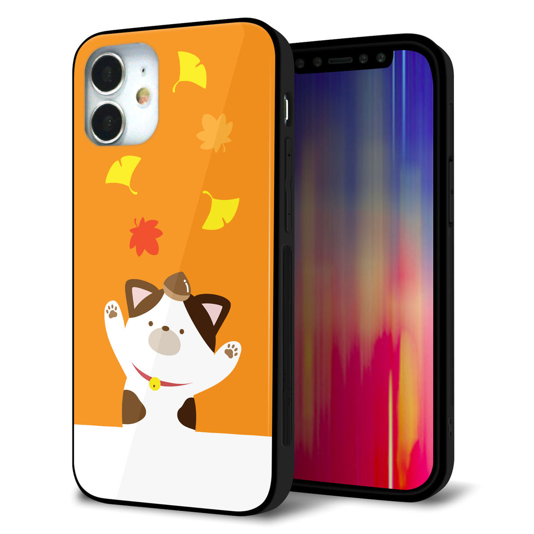 iPhone12 mini 強化ガラス＆TPUスマホケース ガラプリ【TA018 秋みけ】