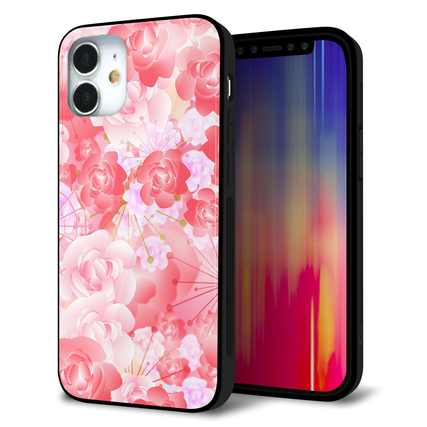 iPhone12 mini 強化ガラス＆TPUスマホケース ガラプリ【VA817 はんなり色の華】