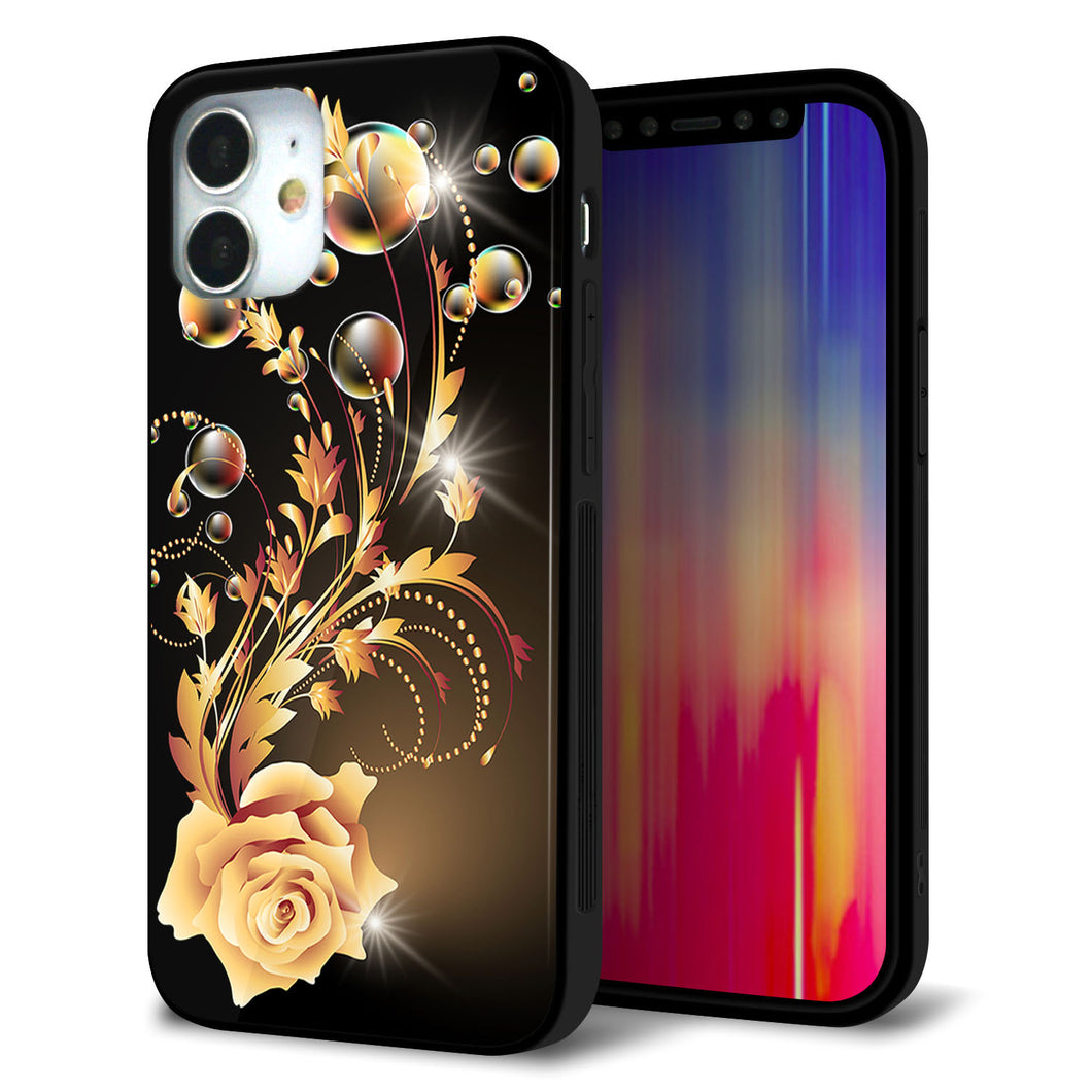 iPhone12 mini 強化ガラス＆TPUスマホケース ガラプリ【VA823 気高きバラ】