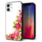 iPhone12 mini 強化ガラス＆TPUスマホケース ガラプリ【VA825 バラのフレーム(白)】
