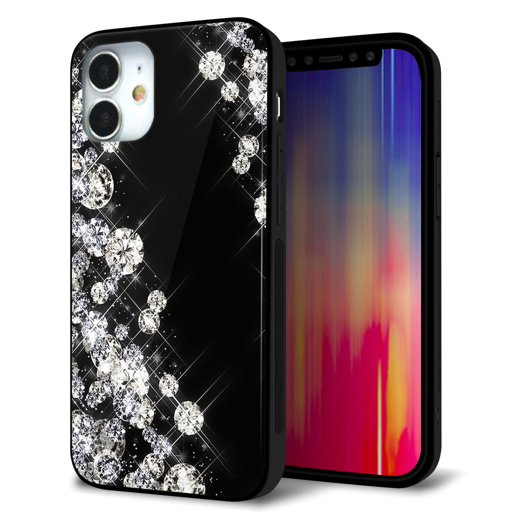 iPhone12 mini 強化ガラス＆TPUスマホケース ガラプリ【VA871 ダイヤモンドフレーム】