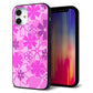 iPhone12 mini 強化ガラス＆TPUスマホケース ガラプリ【VA961 重なり合う花 ピンク】