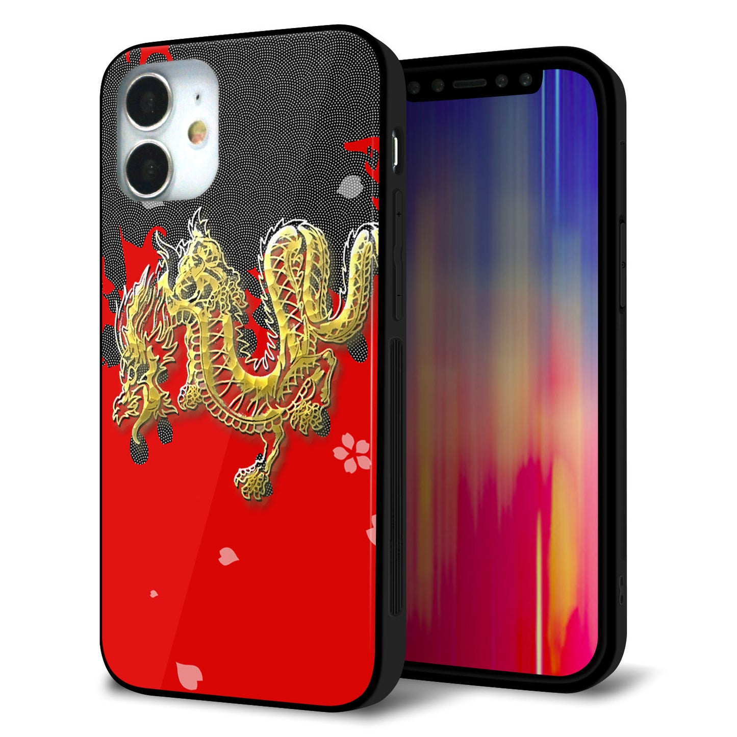 iPhone12 mini 強化ガラス＆TPUスマホケース ガラプリ【YC901 和竜02】