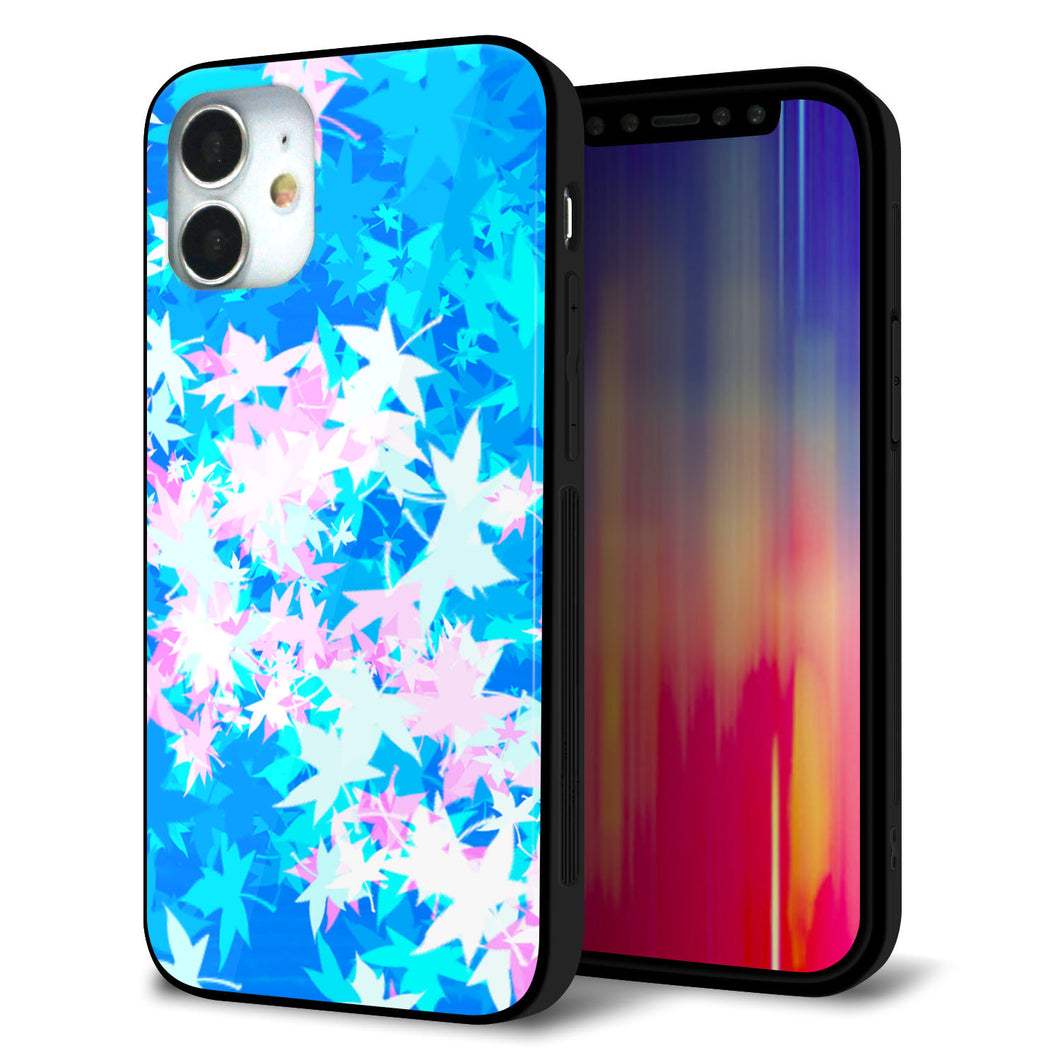 iPhone12 mini 強化ガラス＆TPUスマホケース ガラプリ【YJ290 デザインもみじ】