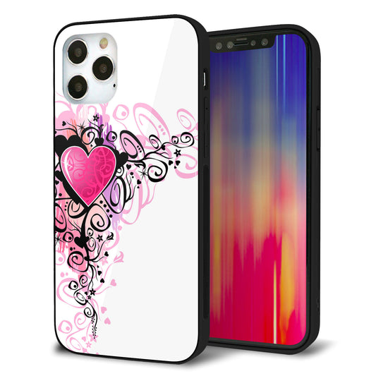iPhone12 Pro 強化ガラス＆TPUスマホケース ガラプリ【007 スタイリッシュハート】