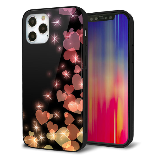 iPhone12 Pro 強化ガラス＆TPUスマホケース ガラプリ【020 夜のきらめきハート】