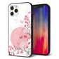 iPhone12 Pro 強化ガラス＆TPUスマホケース ガラプリ【030 花と蝶（うす桃色）】