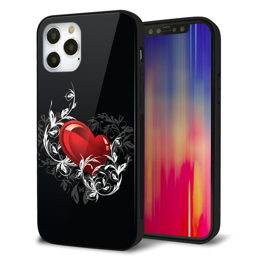 iPhone12 Pro 強化ガラス＆TPUスマホケース ガラプリ【032 クリスタルハート】