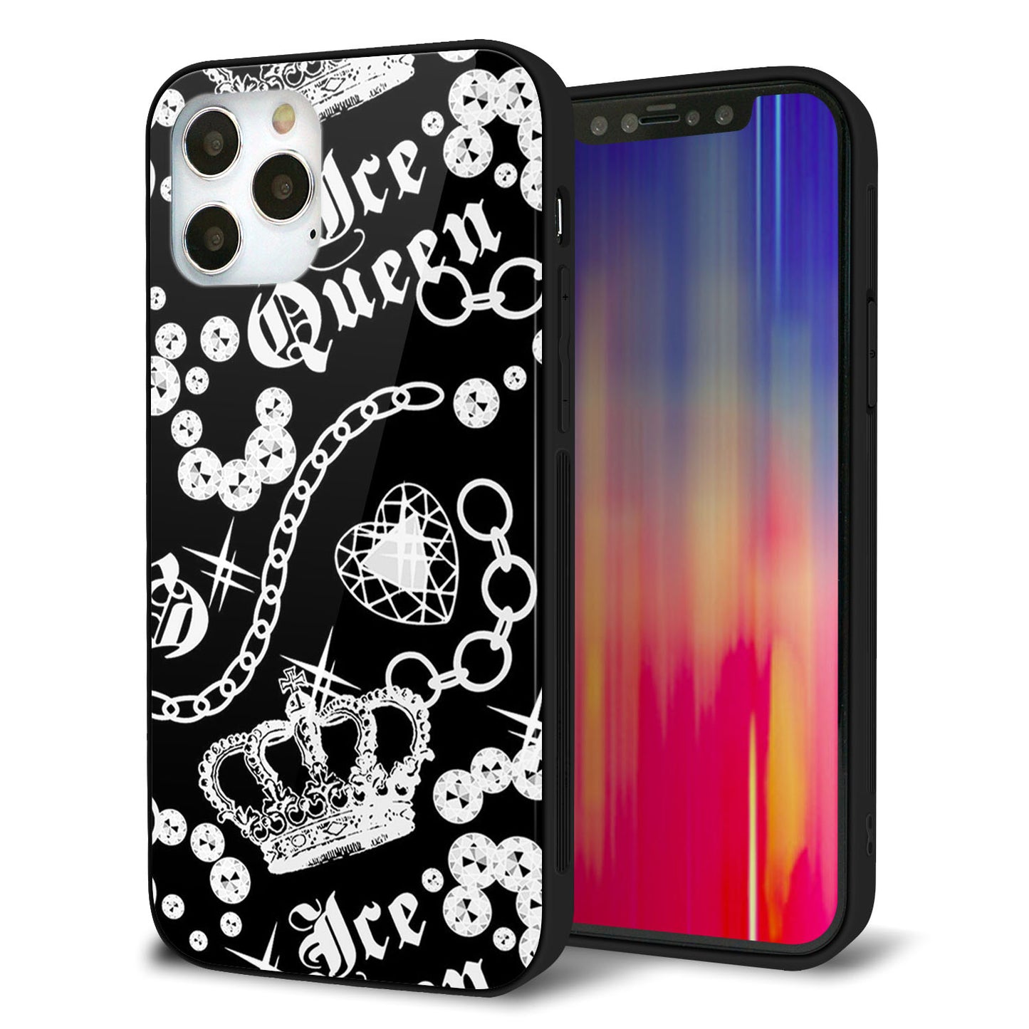 iPhone12 Pro 強化ガラス＆TPUスマホケース ガラプリ【187 ゴージャス クラウン】