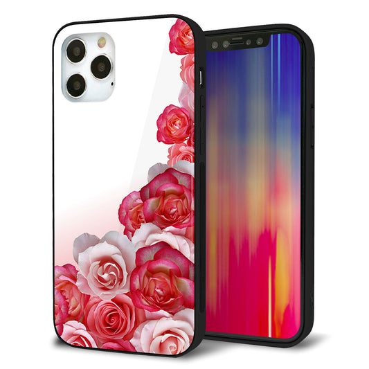 iPhone12 Pro 強化ガラス＆TPUスマホケース ガラプリ【299 薔薇の壁】