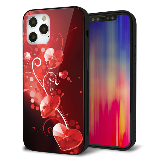 iPhone12 Pro 強化ガラス＆TPUスマホケース ガラプリ【385 クリスタルな恋】