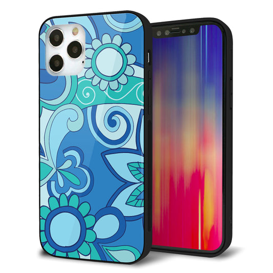 iPhone12 Pro 強化ガラス＆TPUスマホケース ガラプリ【409 ブルーミックス】